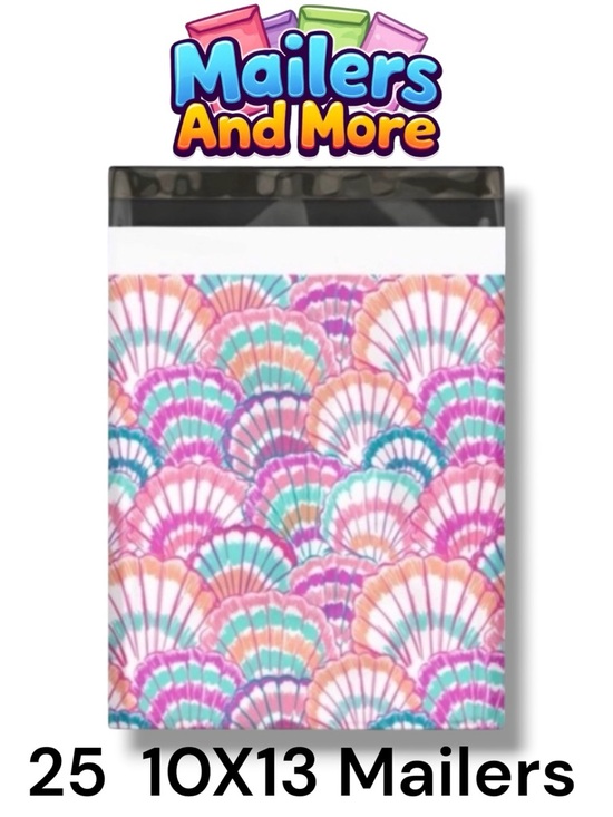 Other - 25 10X13 Poly Mailers Seashell Shells Flat Mailers PRICE IS FIRM
